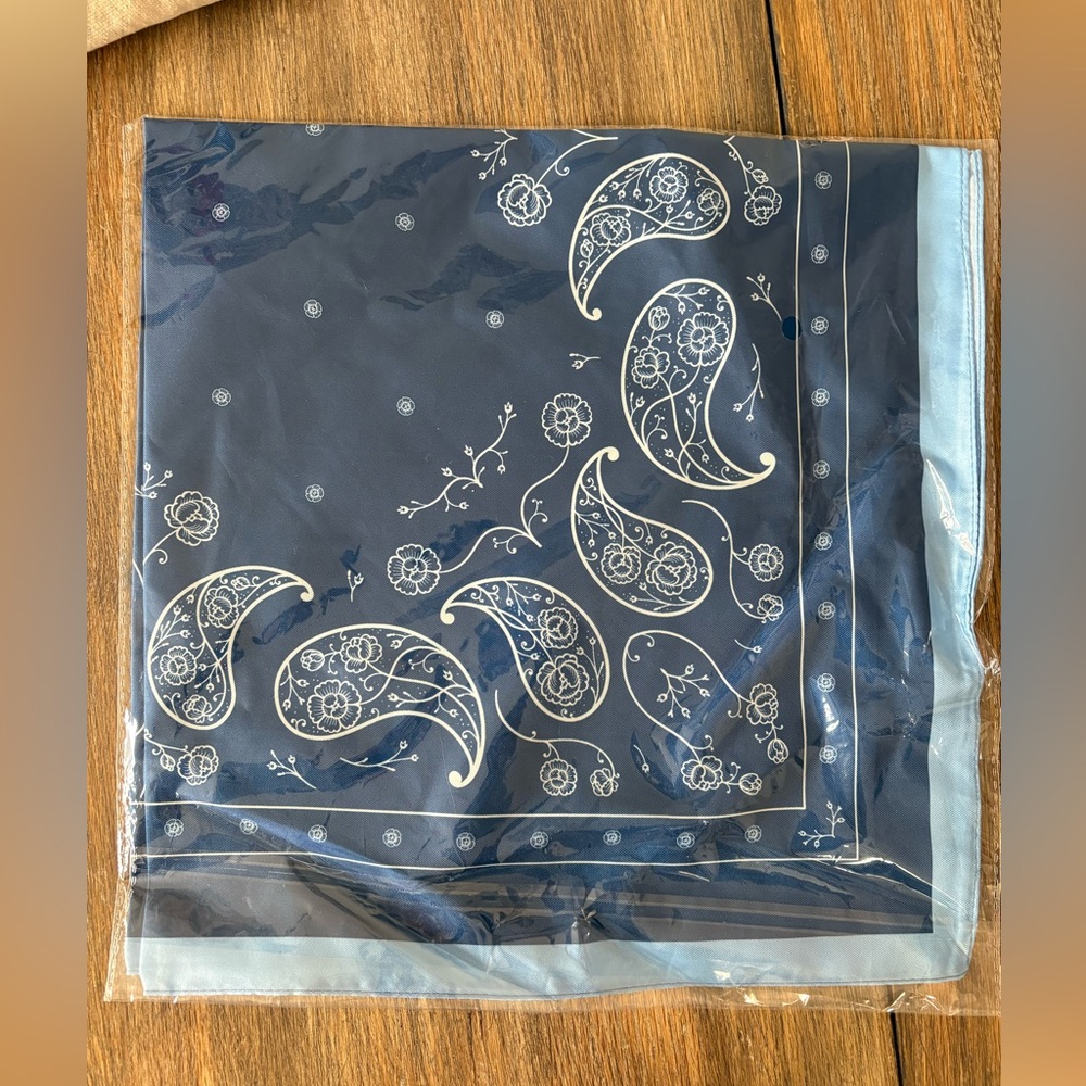 NEW! Blue Floral Faux Silk Hair Scarf/Headscarf/Bandana - Picture 5 of 5